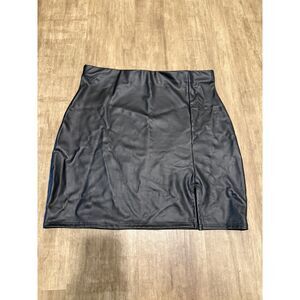 Windsor Faux Leather Mini Skirt Black Size L